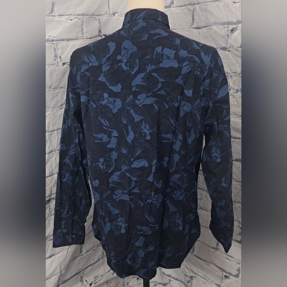 Ted Baker Men's Button Down Shirt Floral Flowers Africa Kenya Blue Size Large - Picture 6 of 12